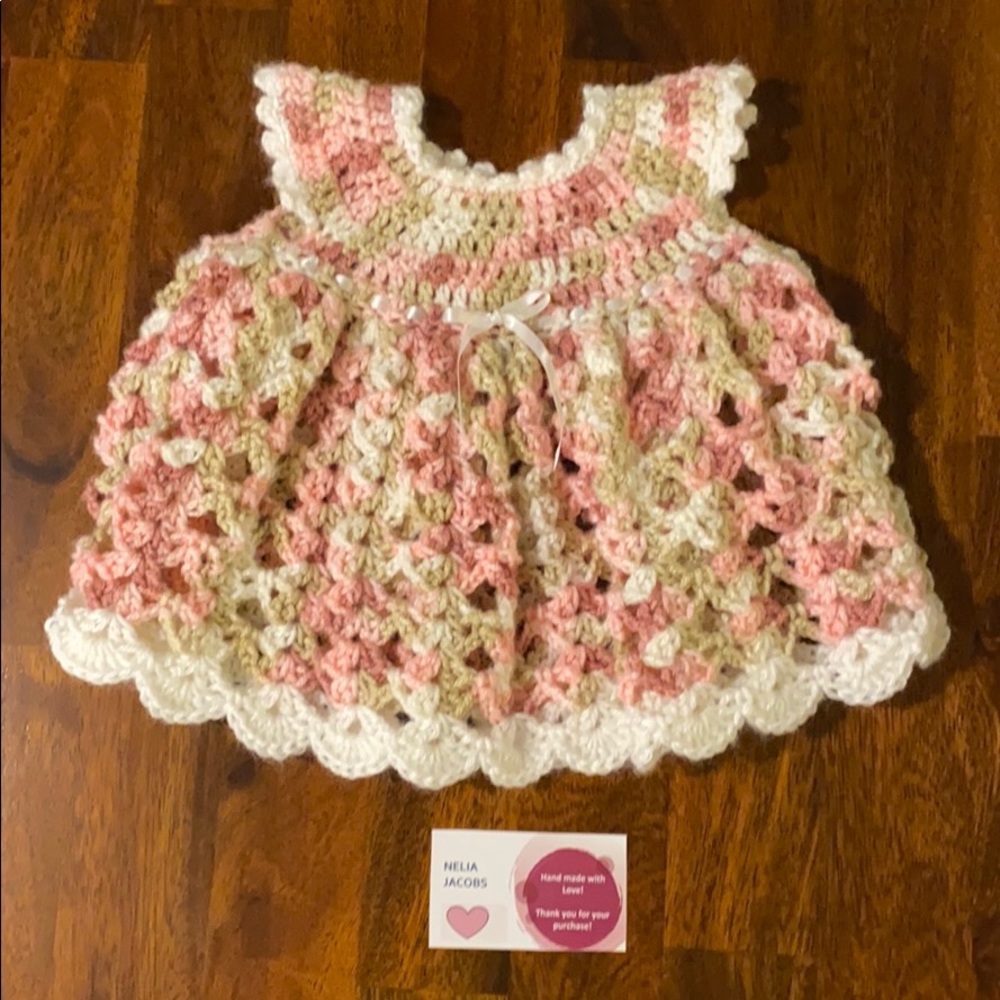 New 0 to 6 month baby dress. Handmade! - Picture 2 of 8